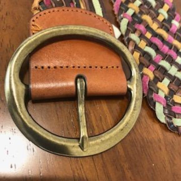 Fossil Woven Multicolor Leather Buckle Belt Size M. - Picture 5 of 16